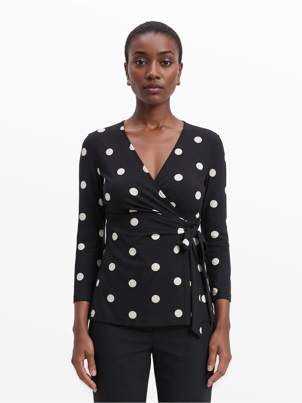 Anne Klein Printed Faux Wrap Top - Picture 2 of 8